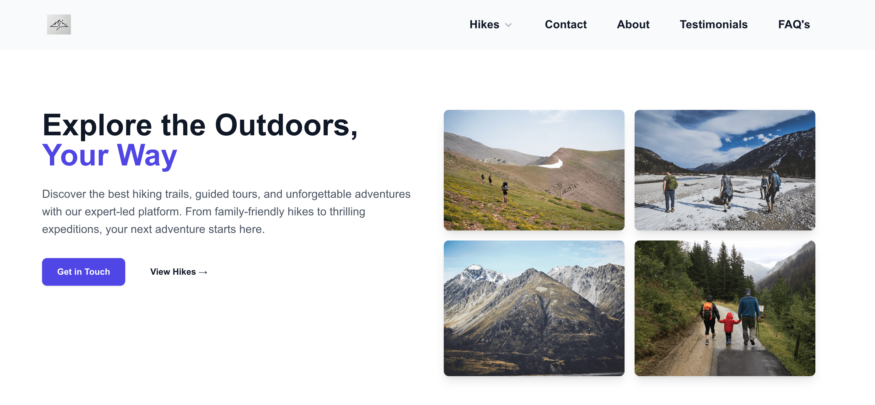 Desktop version of the home page